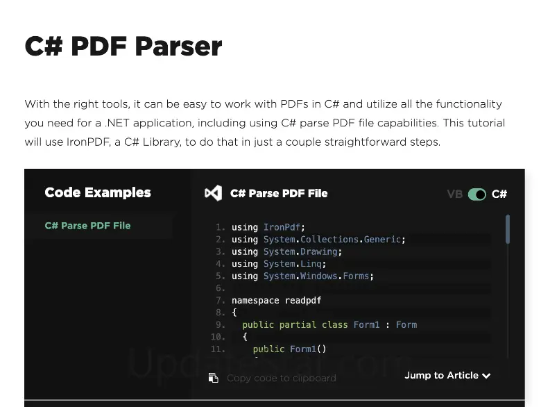 C# PDF Parser 2022.6.6115