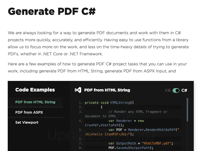Generate PDF in C# 2023.1.11416