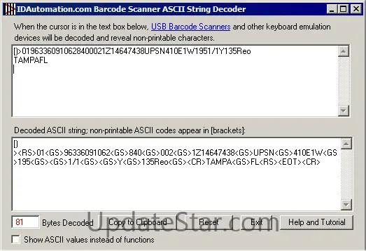 Barcode Scanner ASCII String Decoder 2019