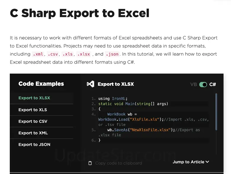 Csharp Export to Excel 2021.11.0