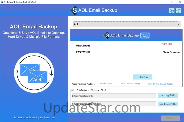SysInfoTools AOL Mail Backup Tool 20.0