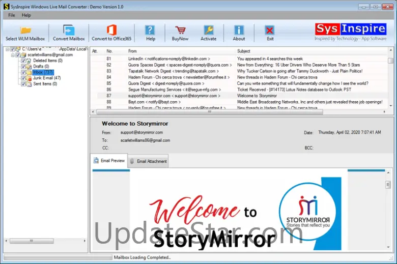 SysInspire Windows Live Mail Converter 1.0