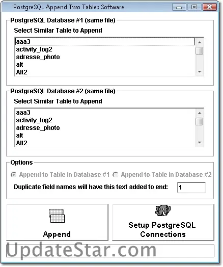 MySQL Append Two Tables Software 7.0