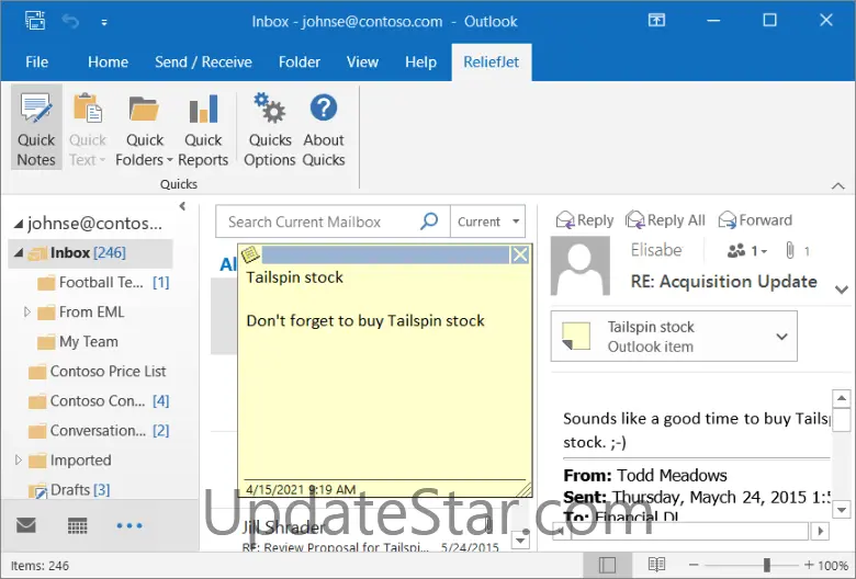 ReliefJet Quick Notes for Outlook 1.3.2