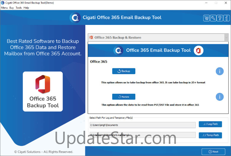 Cigati Office 365 Backup and Restore Too 21.1