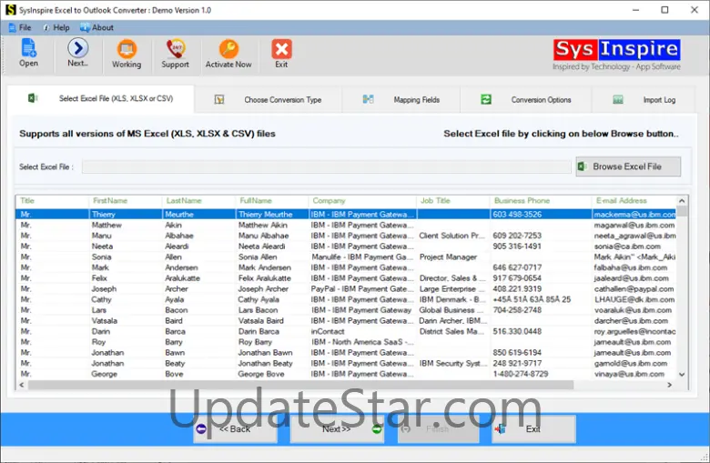 SysInspire Excel to Outlook Converter 1.0