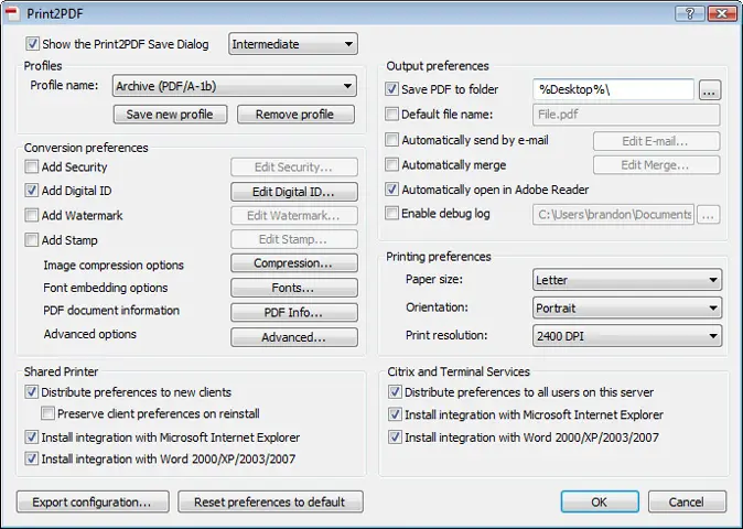 Print2PDF Conversion Server 8.0.09.1028