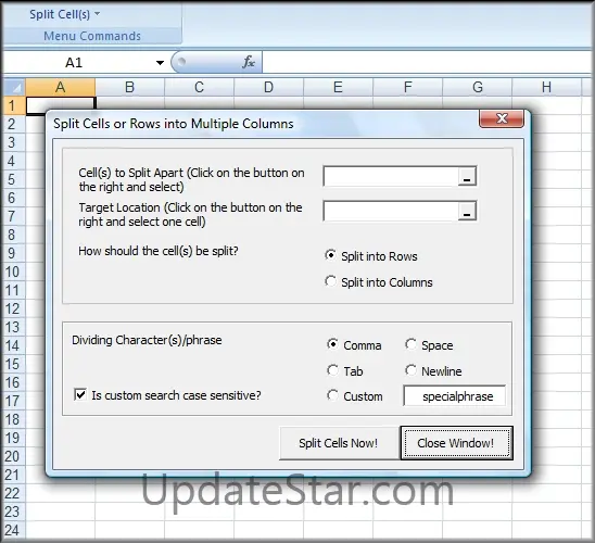 Split Excel Cells Apart 9.1
