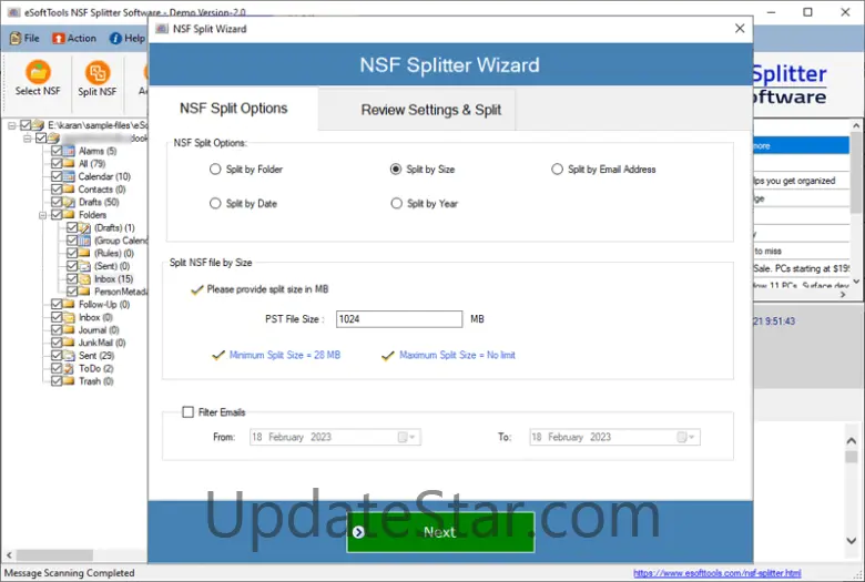 eSoftTools NSF Splitter Software 2.0