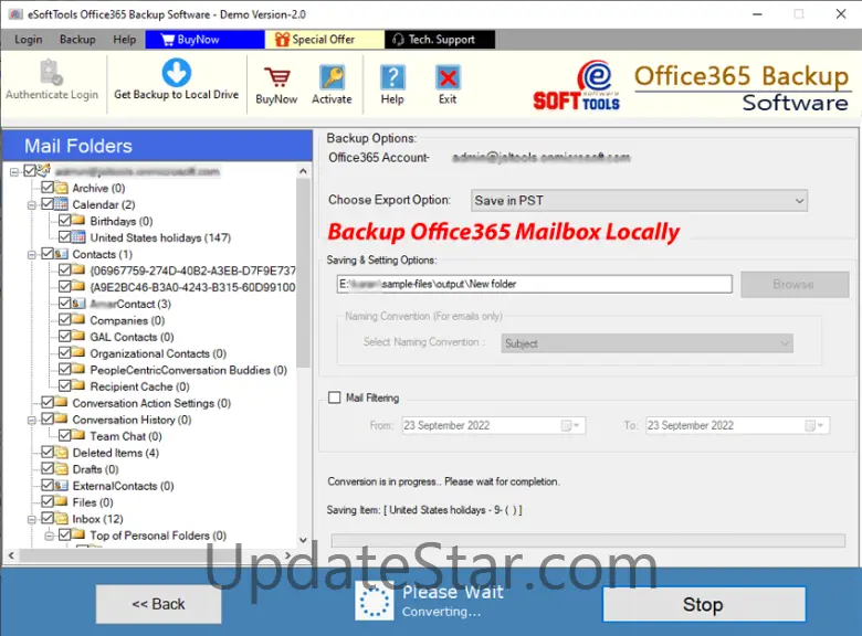 eSoftTools Office365 Backup Software 2.0