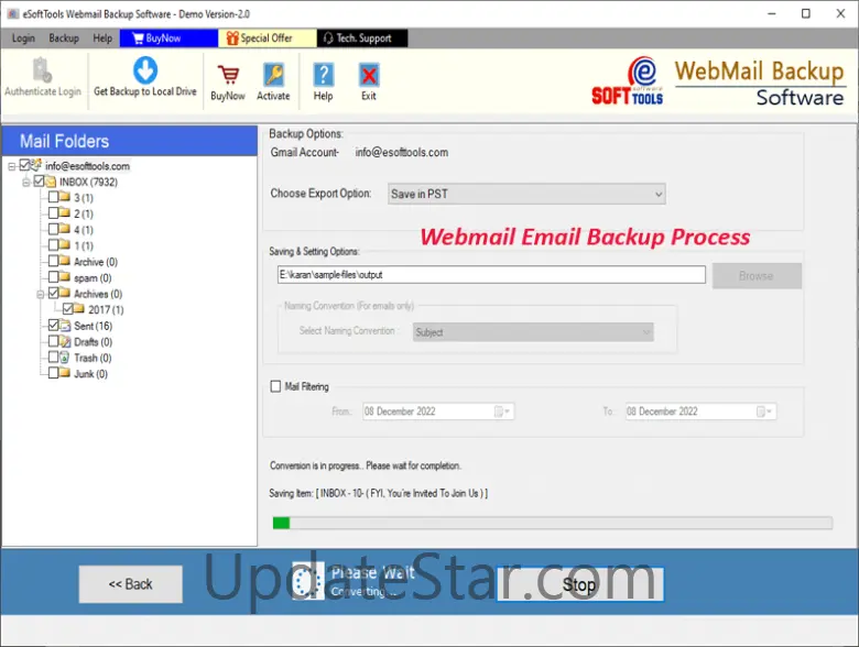 eSoftTools Webmail backup software 2.0
