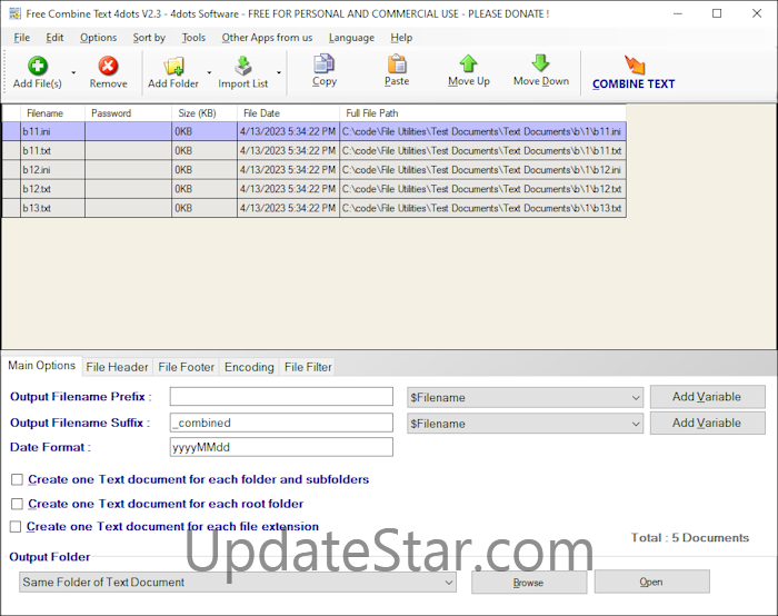 Free Combine Text Files 4dots 1.0