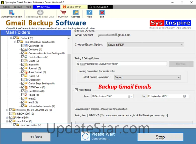 SysInspire Gmail Backup Software 2.0
