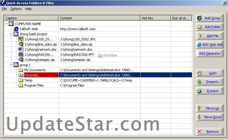 Quick Access Folders & Files 2.2