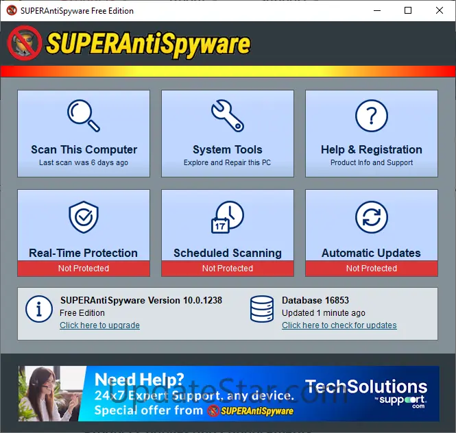 SUPERAntiSpyware Free Edition 10.0.1274