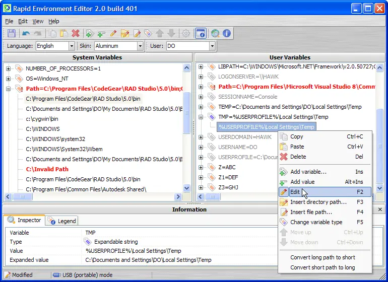 Rapid Environment Editor 9.2.0.937