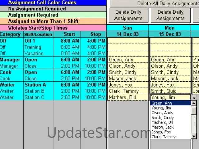 Complex Shift Schedules for 25 People 6.72