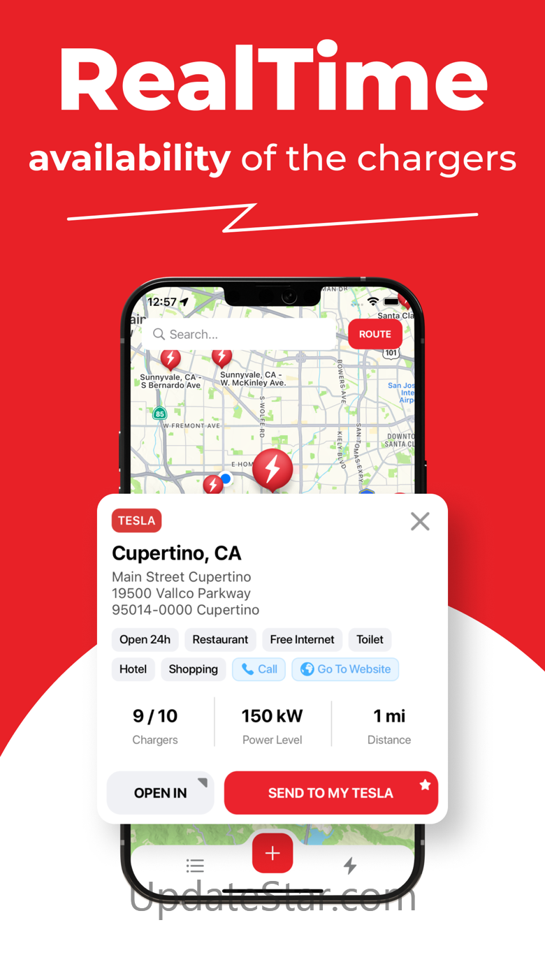 Supercharger map for Tesla 4.4