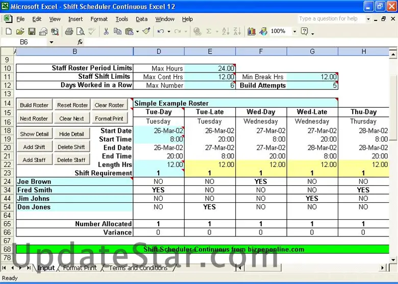 Easy Shift Scheduler for Excel 12.0