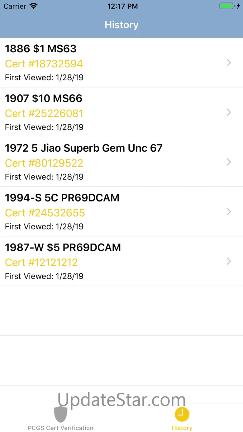 PCGS Cert Verification 2.1.15