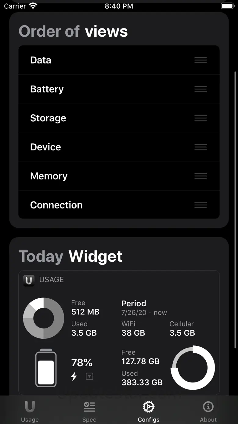 Usage Widgets 4.20.5
