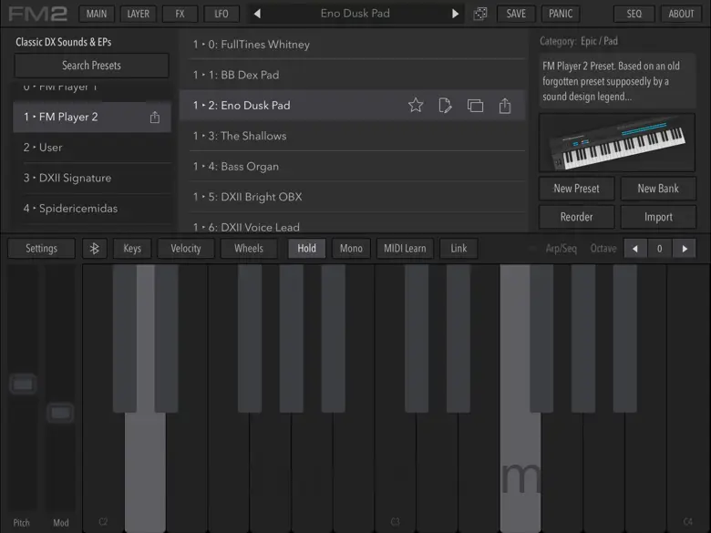 AudioKit FM Player 2: DX Synth 2.6.3