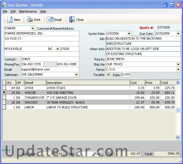 Star Quotes/Estimates 2.53