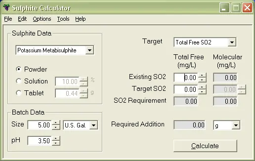 Sulphite Calculator 3.0