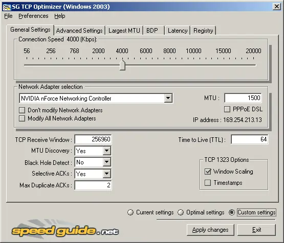 TCP Optimizer 4.1.1