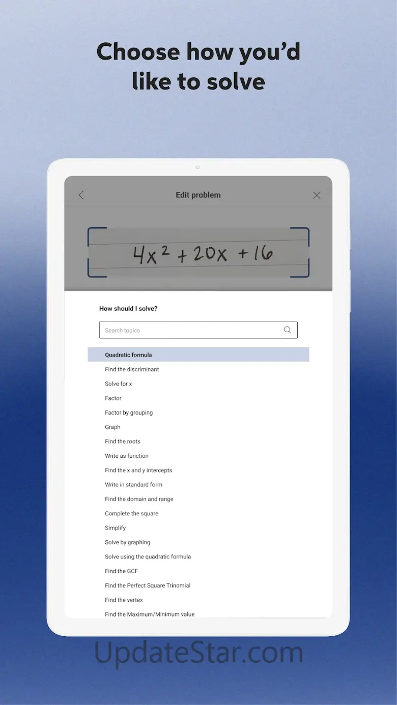 Mathway: Scan & Solve Problems 5.11.0