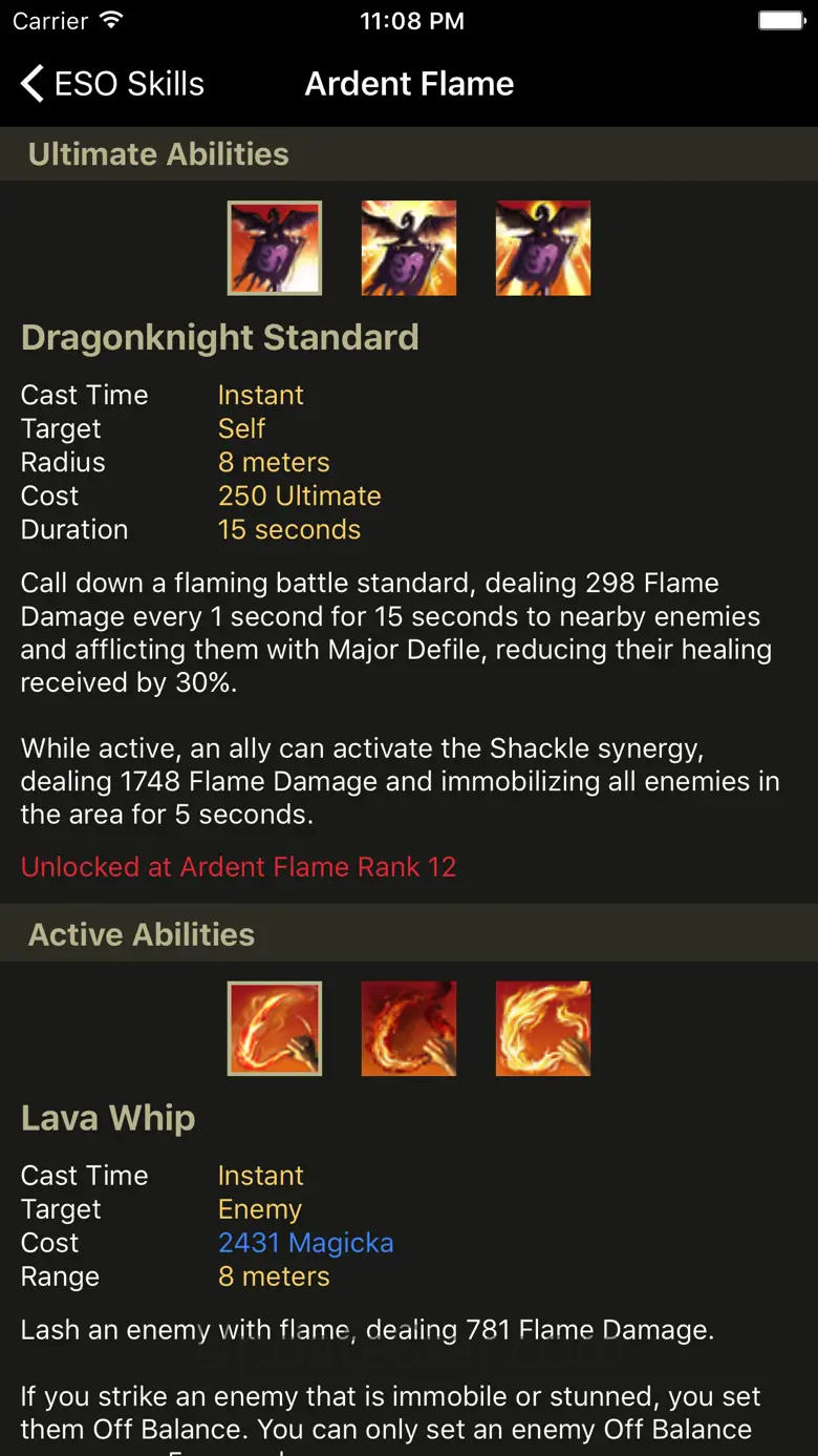 Skill Tree Lookup for ESO 1.10.0