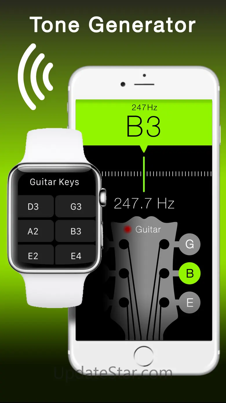Free Guitar and String Instruments Chromatic Tuner with Tone Generator - Apple Watch Edition 1.0