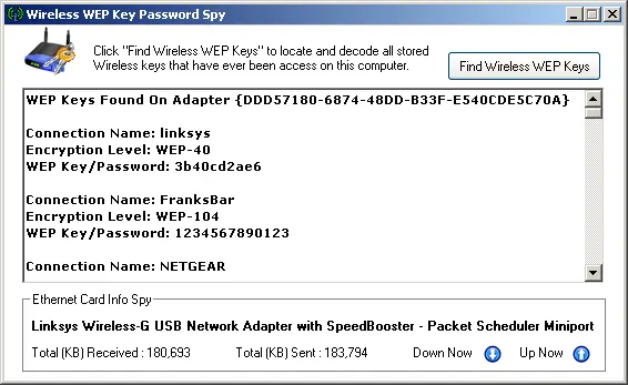 Wireless WEP Key Password Spy 1.0