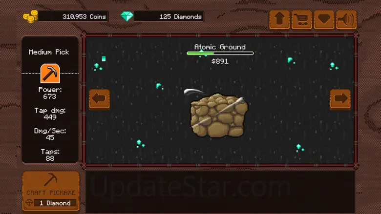 Pickaxe: Adventurous powerful free mining idle game, break stones and discover the blacksmith in you! 2.0