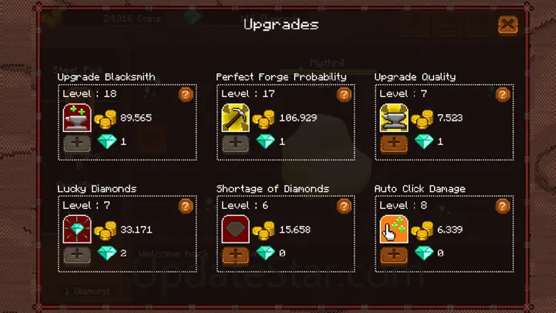 Pickaxe: Adventurous powerful free mining idle game, break stones and discover the blacksmith in you! 2.0