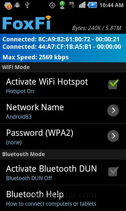 FoxFi (WiFi Tether w/o Root) 2.20