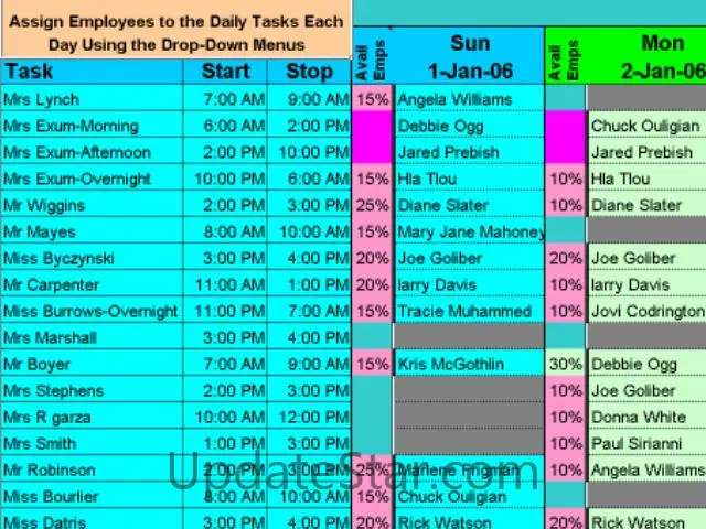 Assign Multiple Daily Tasks to 20 People 8.15