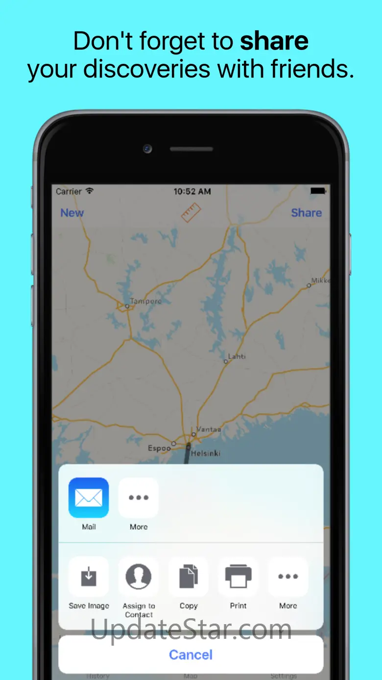 Measure distance on map. Land 2.5