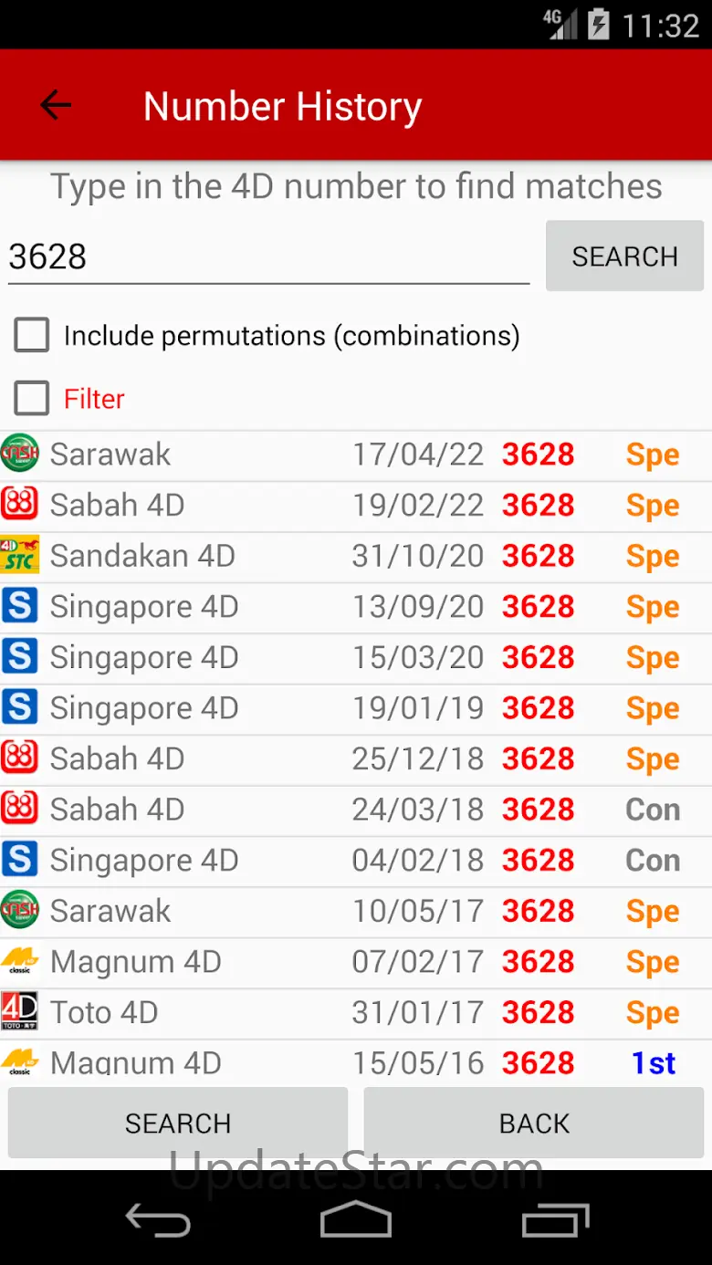 Live 4D Results (MY & SG) 122