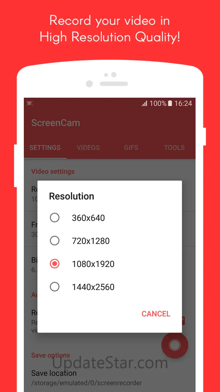 Screen Recorder No Root: High  1.9