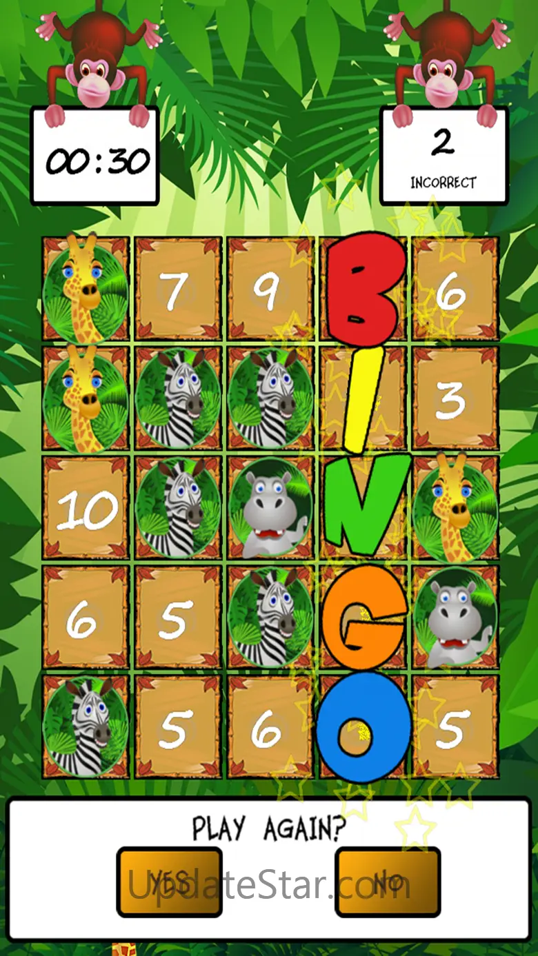 Jungle Math Bingo 2.0