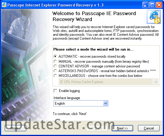 Advanced Internet Explorer Password Recovery 2.8.3
