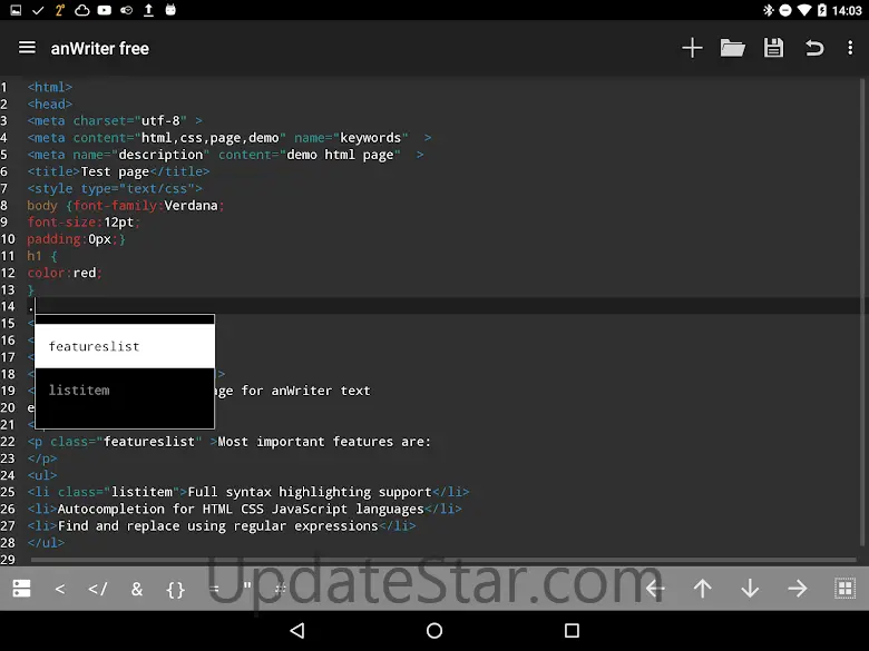 anWriter HTML editor 2.0.1