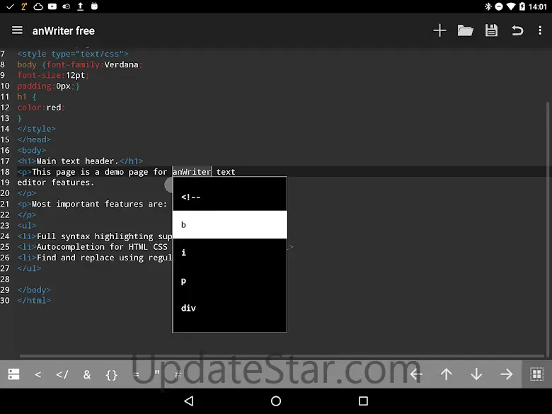 anWriter HTML editor 2.0.1