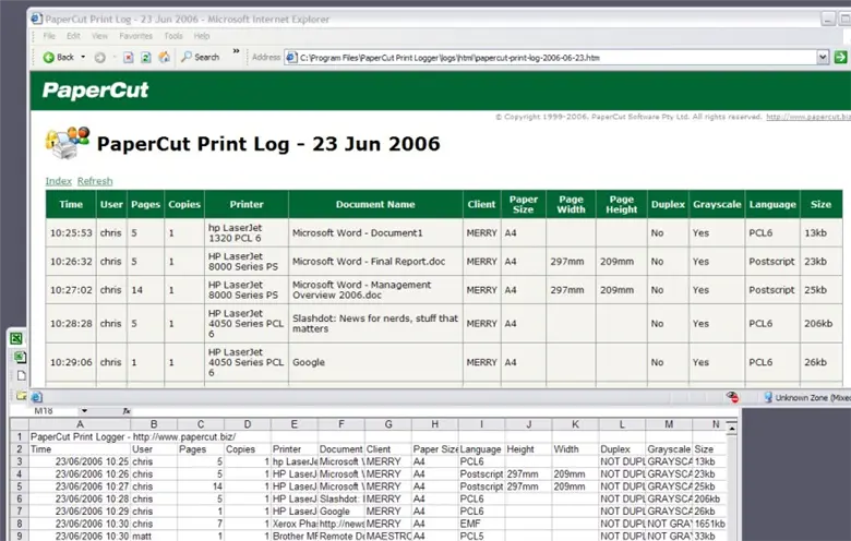 PaperCut Print Logger 1.0