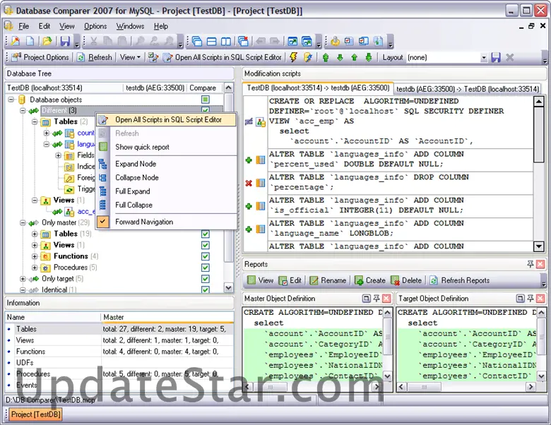 EMS DB Comparer 2007 for MySQL 3.3