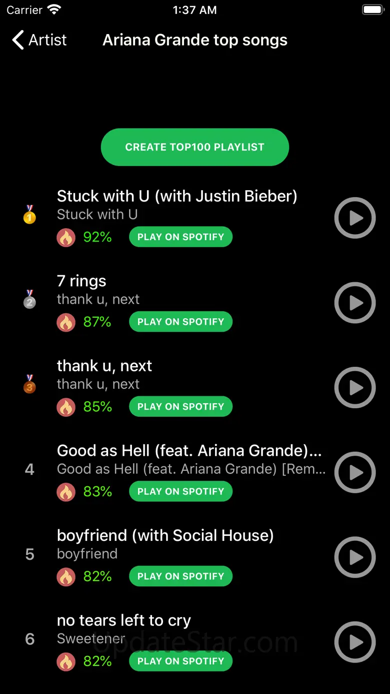 Top 100 for Spotify 4.6.1