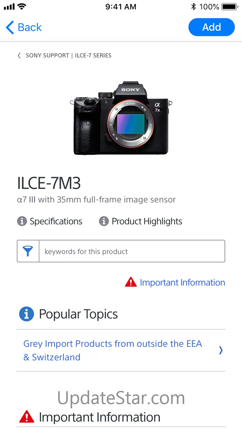 Support by Sony: Find support 2.15.0