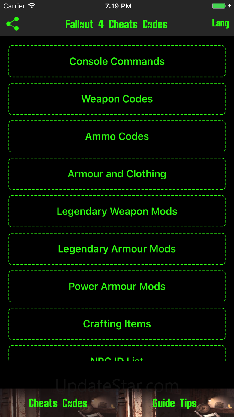 Cheats & Guide for Fallout 4 1.0