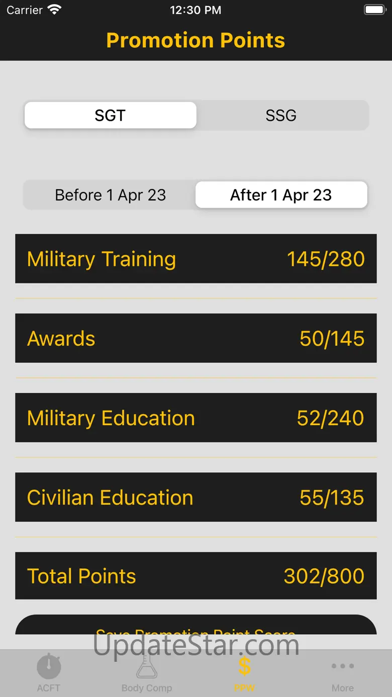 Army Fitness Calculator 2.2.6
